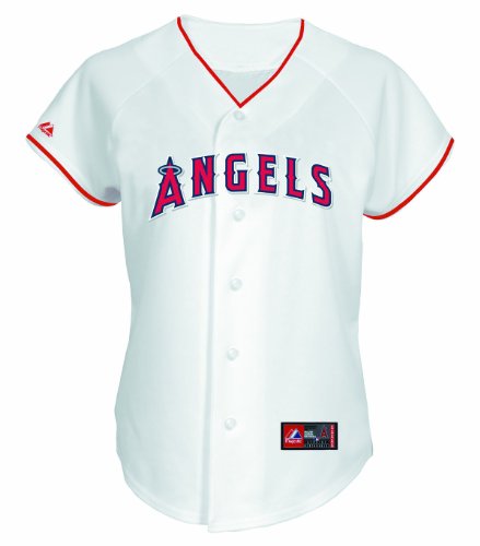 MLB Women's Los Angeles Angels Albert Pujols Home Short Sleeve 5 Button Synthetic Replica Baseball Jersey (White, X-Large)
