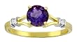 0.9 Carat (ct, cttw, ctw) Round Genuine Amethyst & Diamond 14k Gold Engagement Ring