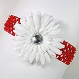 3-in-1 Gerber Daisy Flower Hair Clip Bow on Soft Stretch Crochet Child Headband fits Babies to Toddlers to Youth Girls - White on Christmas Red 3-in-1 Gerber Daisy Flower Hair Clip Bow on Soft Stretch Crochet Child Headband fits Babies to Toddlers to Youth Girls - White on Christmas Red