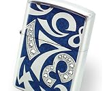 【ZIPPO】 ジッポー ライター アーマーNDIAL-BL 彫刻エポキシ スワロフスキービーズの画像