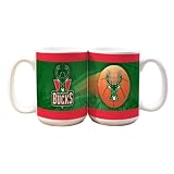 NBA Milwaukee Bucks 2 Pack 15oz White SportsBall Mug