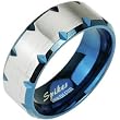 Spikes 316L Stainless Steel Blue ip Faceted Edge Ring