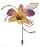 Natural orchid gold-plated stickpin, 'Gift of the Tropics' 3 W 4 L