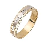 Asterisk Pattern Fancy Womens 5 mm 14K Two Tone Gold Wedding Band