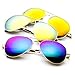 zeroUV Classic Metal Teardrop Color Mirror Lens Aviator Sunglasses w/Spring Hinges (Gold Mixed (3-Pack))