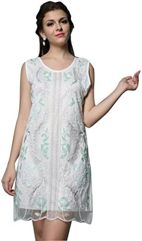1920s Gatsby Dress White Peacock Geometric Embroidery Dress For Women Plus size