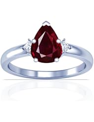 14K White Gold Pear Cut Ruby Three Stone Ring (GIA Certificate)