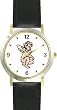 Kneeling Cherub or Angel Theme Cherub or Angel Theme - WATCHBUDDY&reg; DELUXE TWO-TONE THEME WATCH - Arabic Numbers - Black Leather Strap-Size-Large ( Men's Size or Jumbo Women's Size )