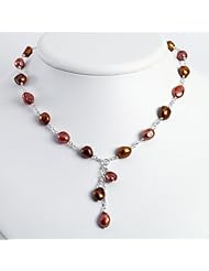 Genuine IceCarats Designer Jewelry Gift Sterling Silver Copper Brown Freshwater Cultured Pearl Necklace