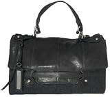 Marc New York Andrew Marc Slingshot Top Handle Wool Satchel Black Lamb Leather MH144F11 Unisex
