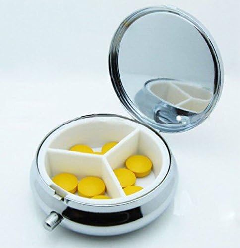 Pill Box Pocket Silver Chrome Round 2 Inch - 3 Compartment