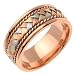 Handmade Wedding Band With Comfort Fit 14K Tri-Color-color Gold Can Also Be Made In Platinum or Other Colors 18K And 24K Is Also Available 8.5mm