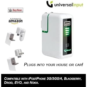 As Seen in SkyMall! Charger for iPhone Battery Backup, Battery Extender, USB Charger with internal battery Design Works With All Phones, iPhone 3G, 3GS, 4, iPod, Blackberry, Droid Incredible, Droid X, HTC, Samsung. Don't buy cheap inferior knock offs.