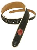 Levy's Leathers Suede Leather Guitar Strap with Cream Piping,Dark Green
