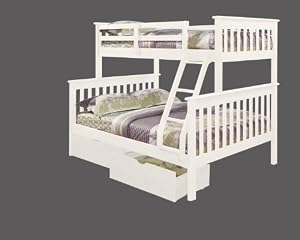 Twin over Full Mission Bunk Bed with Drawers in White from DONCO