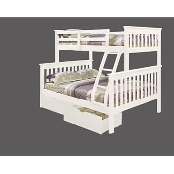 Twin over Full Mission Bunk Bed with Drawers in White