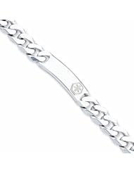 Genuine .925 Sterling Silver Non-Enameled Medical Id Curb Link Bracelet 79.8 Grams 8 Inch Length. 100% Satisfaction Guaranteed.