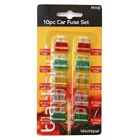 Set Of 10 Car Fuse Cartridges Stereo Lights Air Con ECU