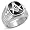 Isady - Bernard - Bague homme Chevalière - Anneau rhodie - Franc-maçonnerie - Oxyde de zirconium et émail noir - T 58
