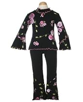 Indygo Artwear Black Tea Rose Flare *Shirt Only* 4T