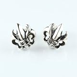 Fleur De Lis Sterling Silver Studs with Black Cubic Zirconia
