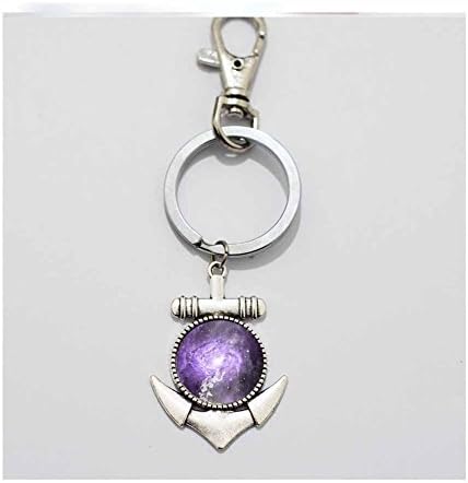 Space Spiral Galaxy anchor keychain , spiral galaxy anchor keyring, galaxy purple anchor keychain, nebula constellation anchor keyring, space anchor keyring, space stars keychain