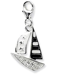 Sterling Silver 3 D Enameled Sailboatwith Lobster Clasp Charm