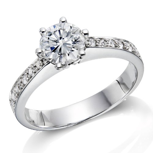 1 ct, D Color, SI2 Clarity, Certified, Round Cut, Diamond Engagement Ring in 14K Gold / White