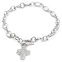 Sterling Silver Pave Cubic Zirconia Cross Bracelet, 7.25"