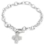 Sterling Silver Pave Cubic Zirconia Cross Bracelet, 7.25"