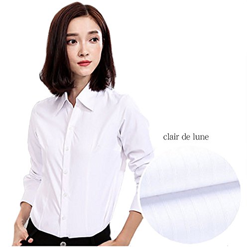 色とサイズが豊富！通勤服に欠かせない、好印象、美シルエットのジャガードストライプシャツ【全５色・５サイズ】clair de lune (クレールドリュンヌ）