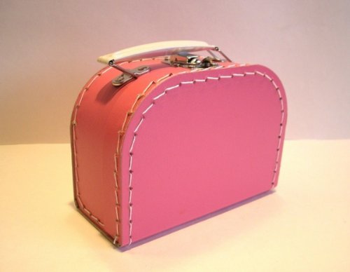 Koffer Pappe, rosa, pink, weißer