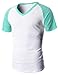 H2H Men's Basic Raglan T-shirts with V-neck Short Sleeve