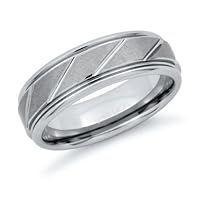 Men's Grooved Tungsten Carbide Wedding Band Ring, 10