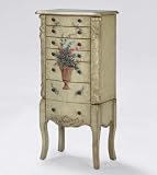 Jewelry Armoire - Antique White Hand Painted with Travel Box - 583-W70