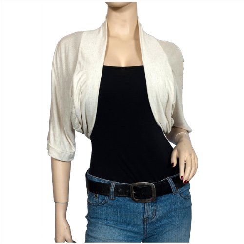 Ivory Laced Back Cropped Plus Size Bolero Shrug