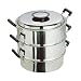 PE18-0ステンレス製 丸型蒸器 29cm 3段(蒸すところは2段)