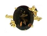 Just Give Me Jewels Handcafted 14K Gold Plated Smokey Quartz Flower and Vine Ring