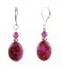 Earrings - E336 - Genuine Pink Crazy Lace Agate Gemstone and Crystal - Oval