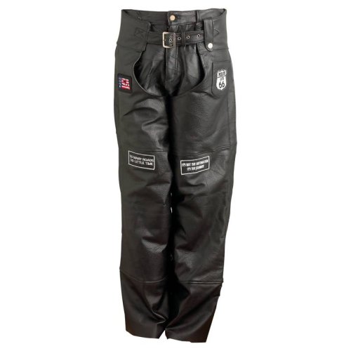 Diamond PlateTM Hand-Sewn Pebble Grain Genuine Leather Motorcycle Chaps - XLARGE