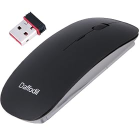 Daffodil WMS500B Souris sans fil 2,4GHz avec mini r�cepteur USB et DPI r�glable, aliment�e par 2 piles AAA (incluses) - Couleur noire