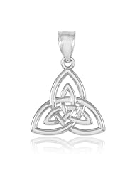 14k White Gold Celtic Knot Charm Triquetra Pendant