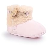 Toubaby 女の赤ちゃん冬保温 ブーツファーストシューズ幼児靴0-18月 (12cm(6-12月）, 薄桃色)