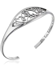 Sterling Silver "The Love Between A Mother and Daughter Knows No Distance" Heart Cuff Bracelet
