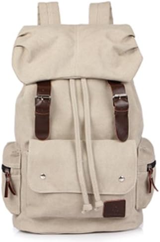 Wingler Medium Size Canvas Backpack School Bag Travel Bag Unisex (White)