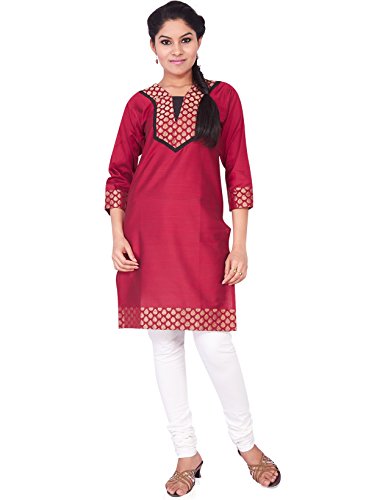 IndusDiva Women's Maroon Silk Cotton Straight Cut Kurti