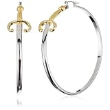 nOir Two Tone Dagger Hoop Earrings