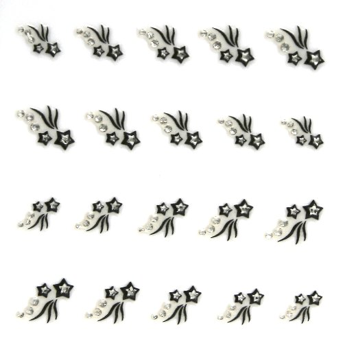 Nail Art Sticker - Black Star mit Strass Preisvergleich