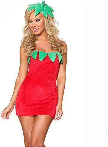 TAITUN Red Strawberry Women Adult Costume Cosplay Dress