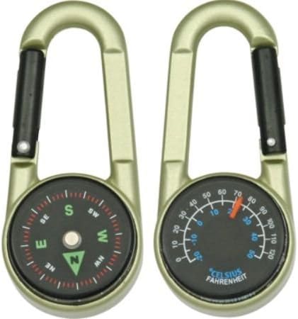 Showutheword Compass Carabiner Compass with Thermometer Bronze Casing 2 PCS